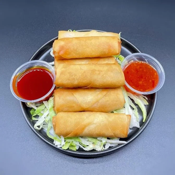 87. Vegetable Spring Rolls with Sweet Sour & Sweet Hot Sauce素春卷